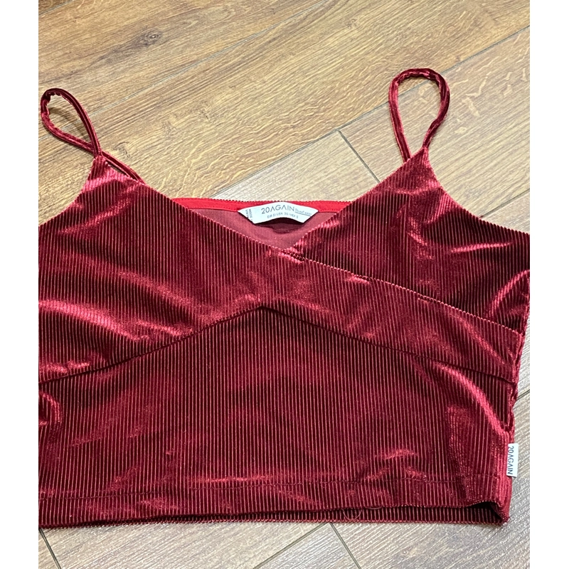 QUÀ 0Đ CHO ĐƠN QUẦN ÁO/ ĐỒ DÙNG KHÁC TRONG SHOP**** ÁO CROPTOP 2 DÂY NHUNG FREESIZE ĐỎ MẬN 537378