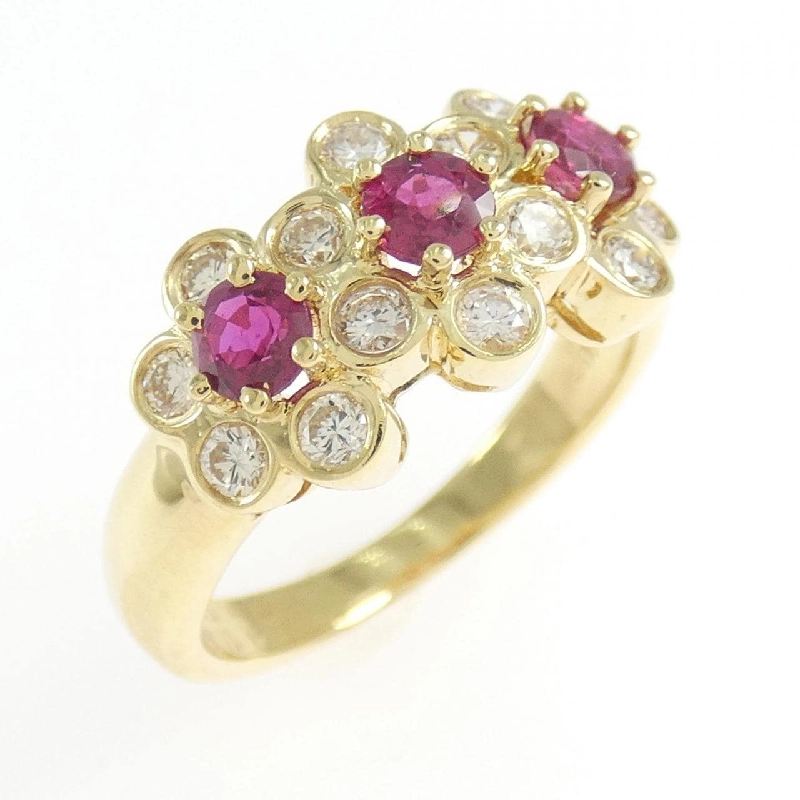 Nhẫn ruby K18YG hoa 0.67CT 665460