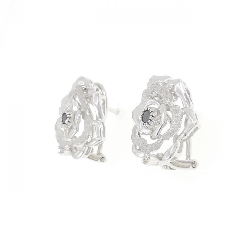 K18WG Hoa Hồng Bông Tai/Khuyên Tai Kim Cương 0.14CT - Hàng hiệu Chính hãng 869552