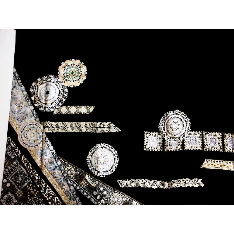 Áo kimono truyền thống với họa tiết bạc và ngọc trai - Hàng hiệu Authentic 883309