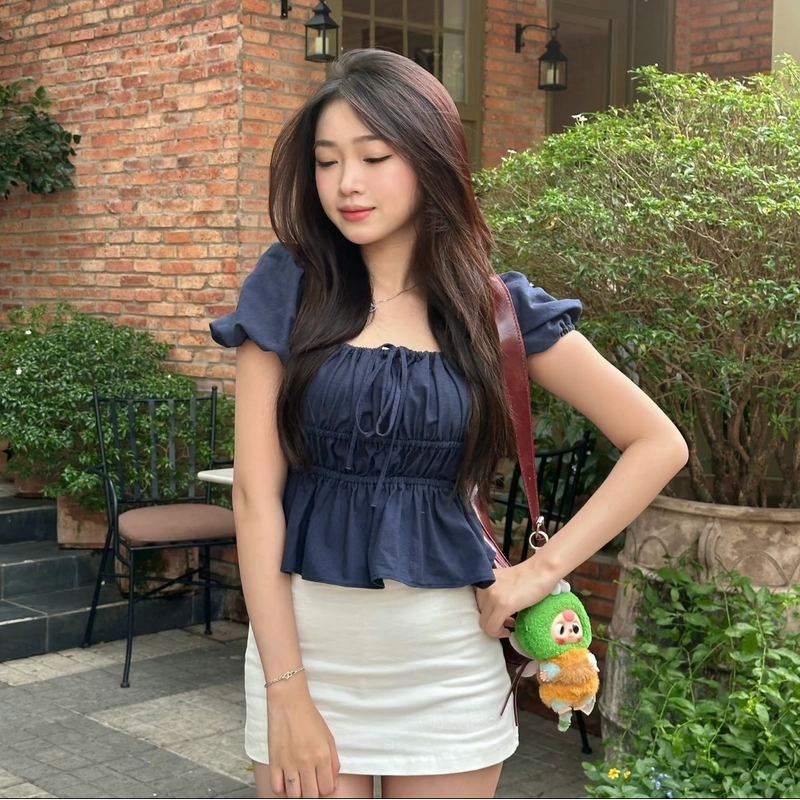 Áo baby doll linen kiểu xinh tay phồng 508999