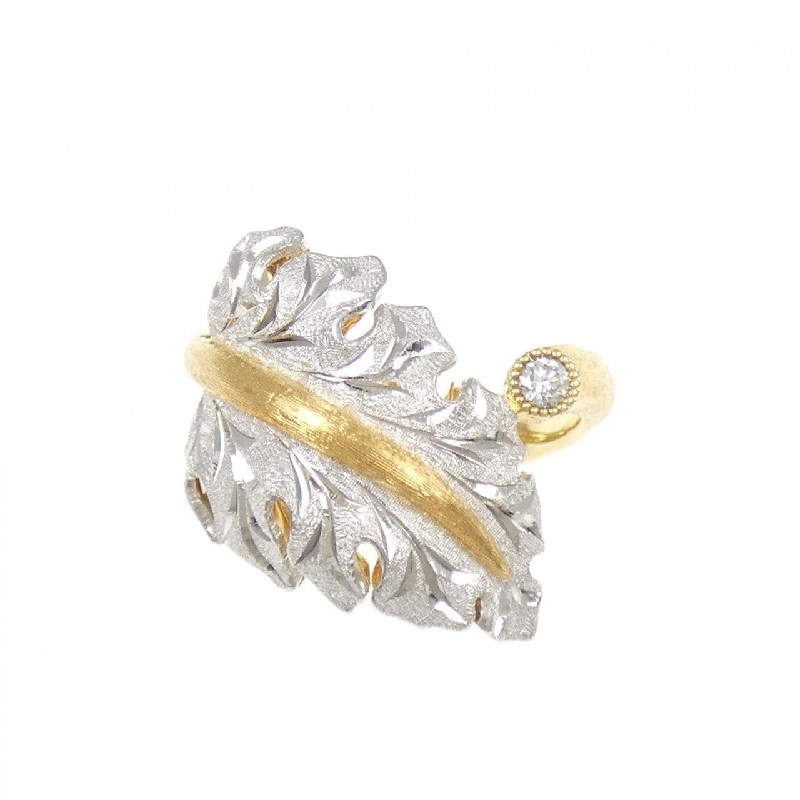 Nhẫn kim cương lá K18YG/PT900 0.06CT 667585