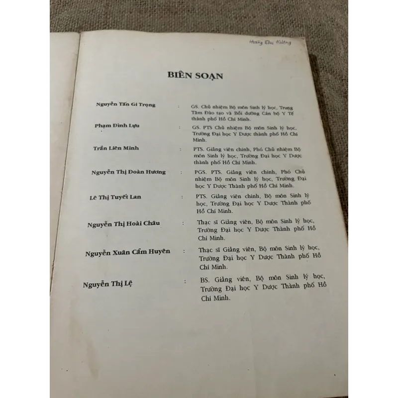 SINH LÝ Y KHOA, BỘ MÔN SINH LÝ HỌC- SÁCH KHỔ LỚN 573183