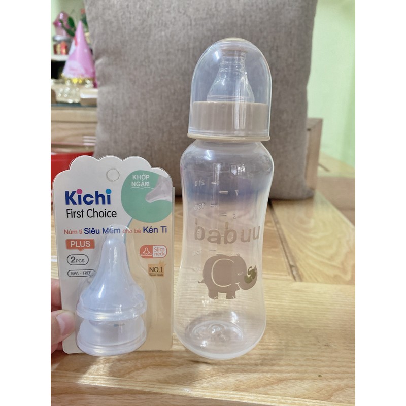 Bình sữa cổ hẹp Babuu, tặng gì kèm 2 núm mới 164946