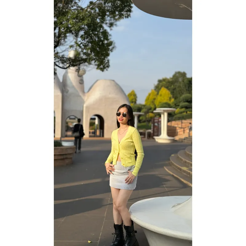 Áo cardigan nữ vàng chanh tôn da 675403