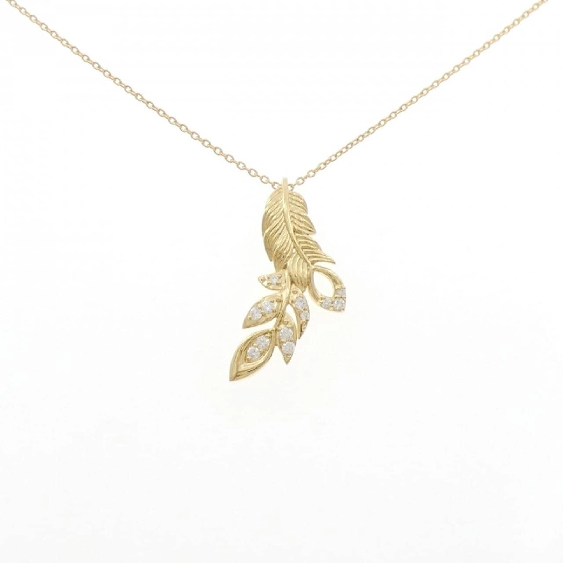 K18YG Feather Diamond Necklace 0.23CT - Hàng hiệu Authentic 848075