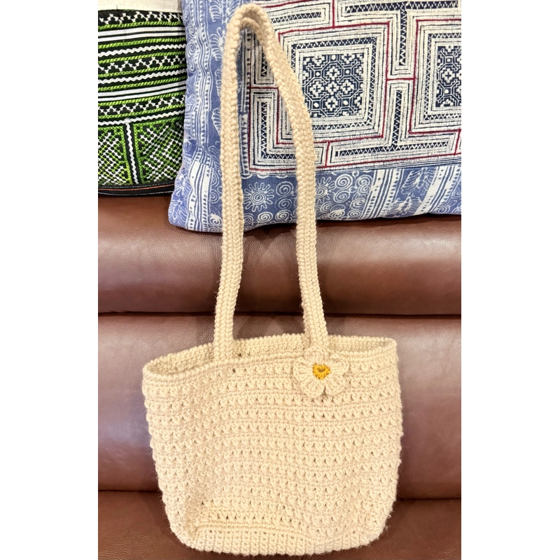 Túi tote nữ làm thủ công bằng len, túi len móc handmade thích hợp đi chơi, đi làm 523531