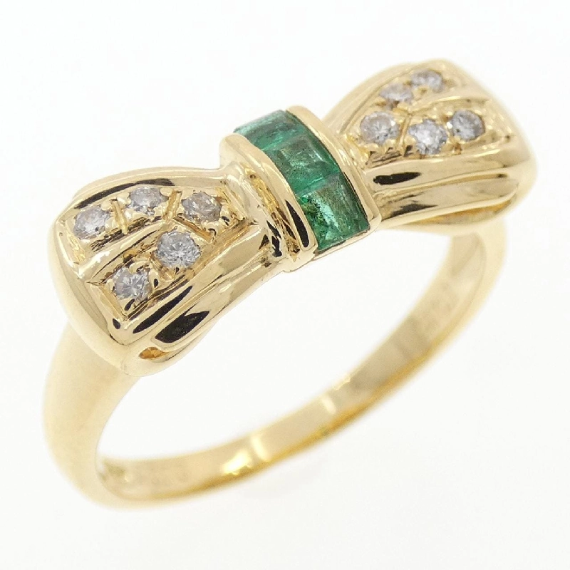 Nhẫn ngọc lục bảo K18YG hình ruy băng 0.15CT 670177