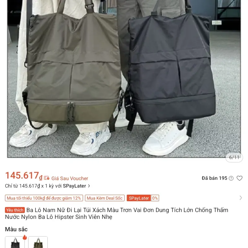 Balo Unisex chống nước - màu xanh lá (mới) 562801