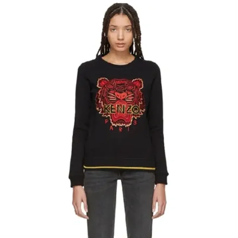 Áo sweater nam Kenzo thêu đầu hổ màu đen size M 757102