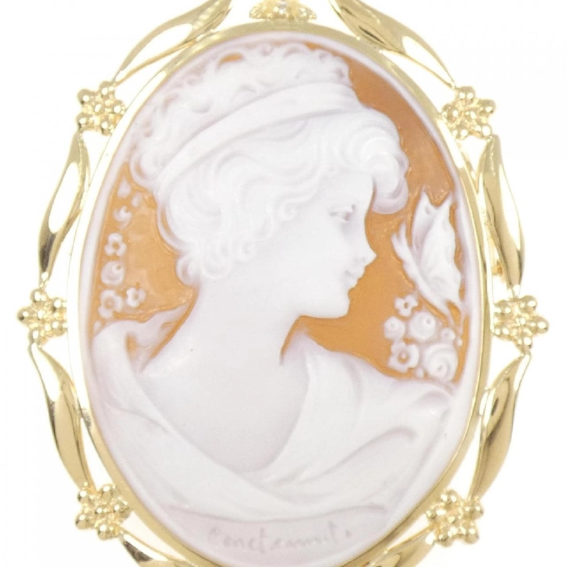 K18YG Shell Cameo Brooch - Hàng hiệu Authentic 869673