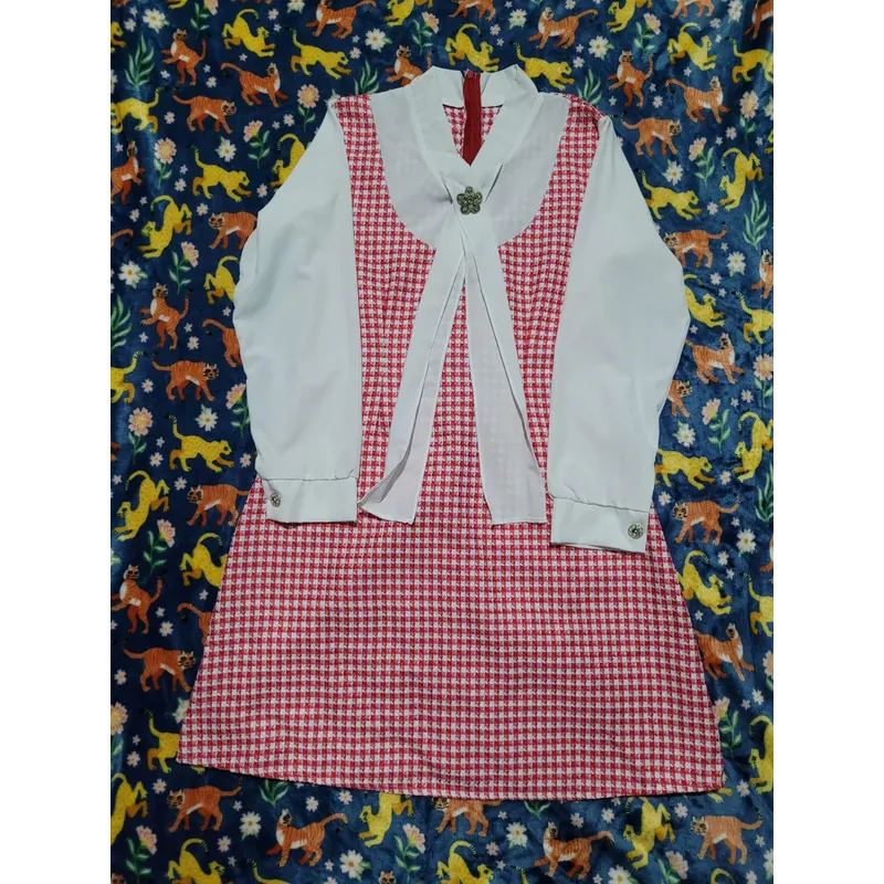 ĐẦM CARO ĐỎ PHỐI TRẮNG 738861