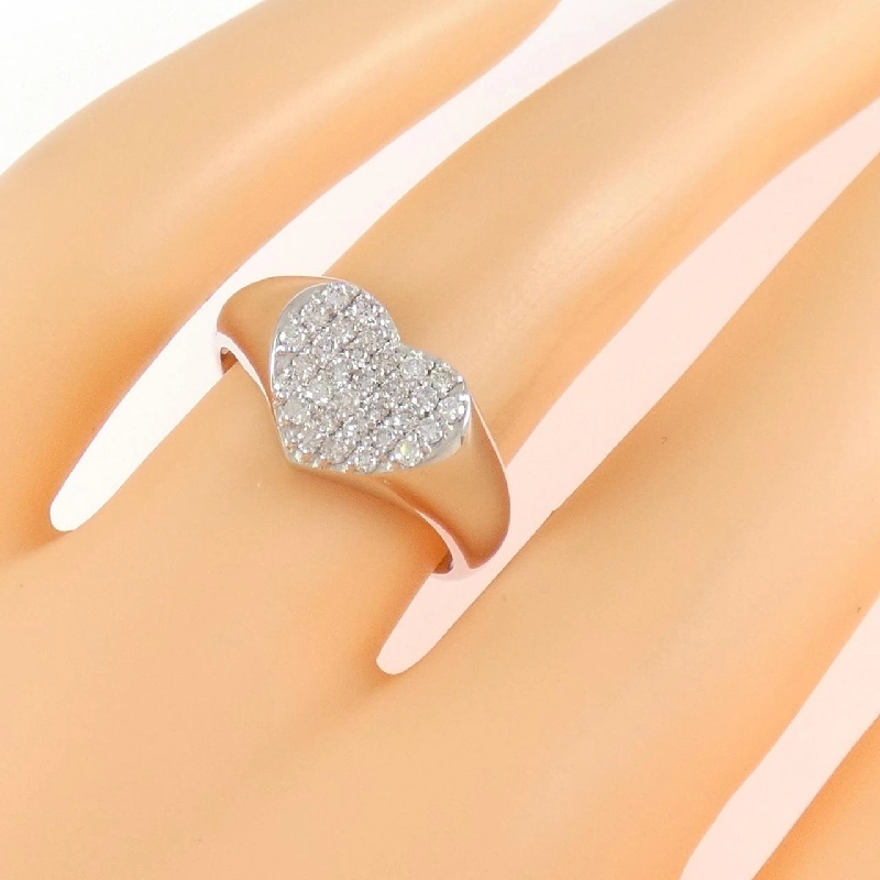 Nhẫn kim cương pavé hình trái tim K18WG 0.3CT - Hàng hiệu chính hãng 850533