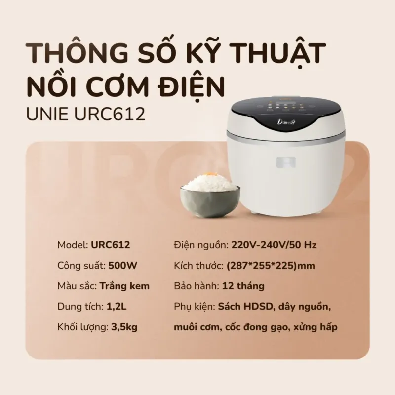 Nồi cơm điện tử UNIE URC612 960342