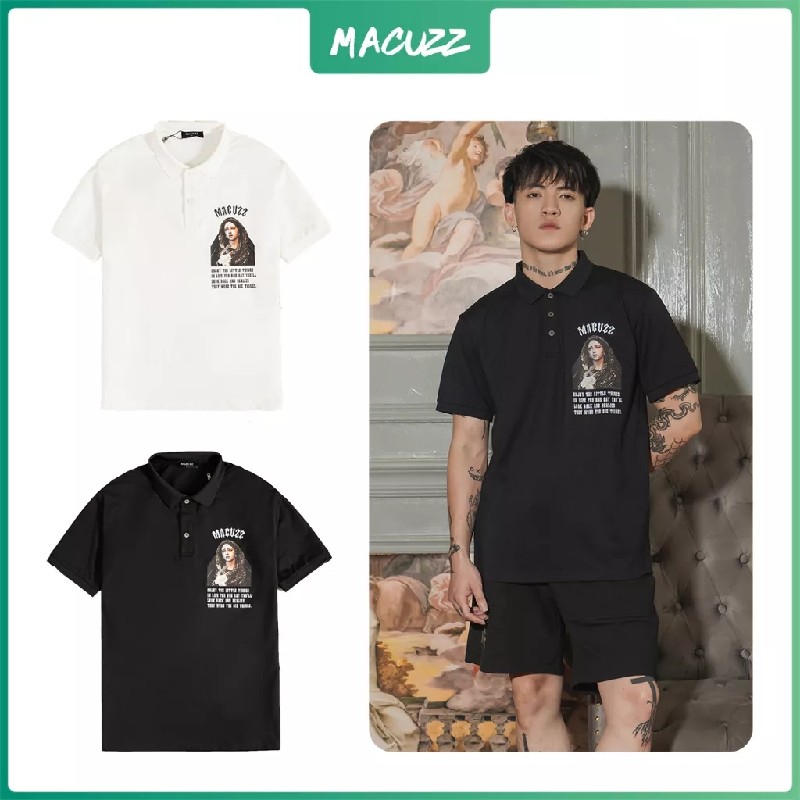 Áo polo tay lỡ Unisex Macuzz cổ tròn, phong cách Unisex, form oversize 8874