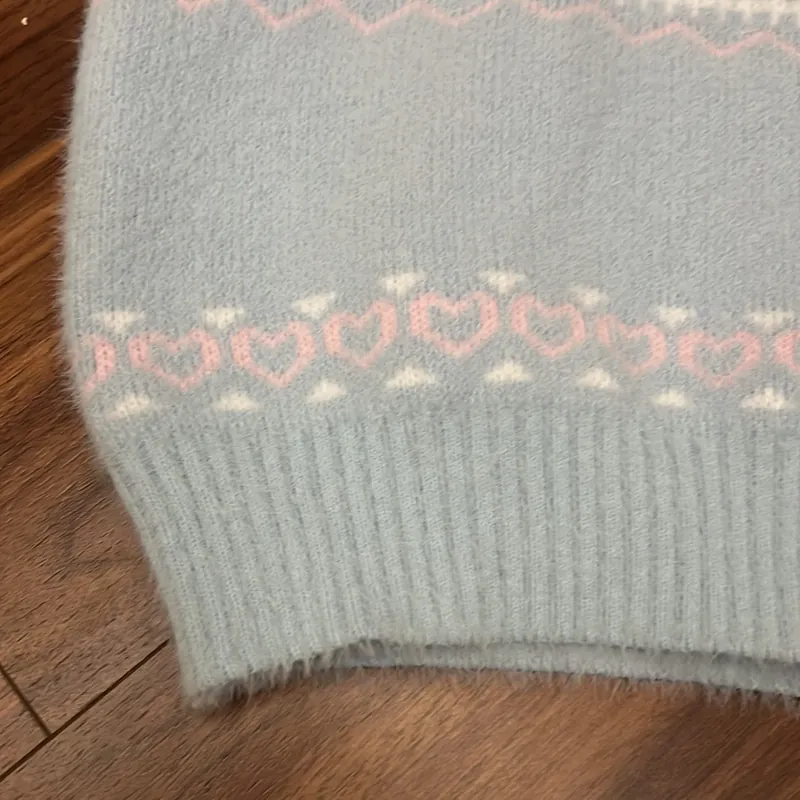 Áo len lông bé gái CN size 140 màu xanh nhạt ít mặc 689516