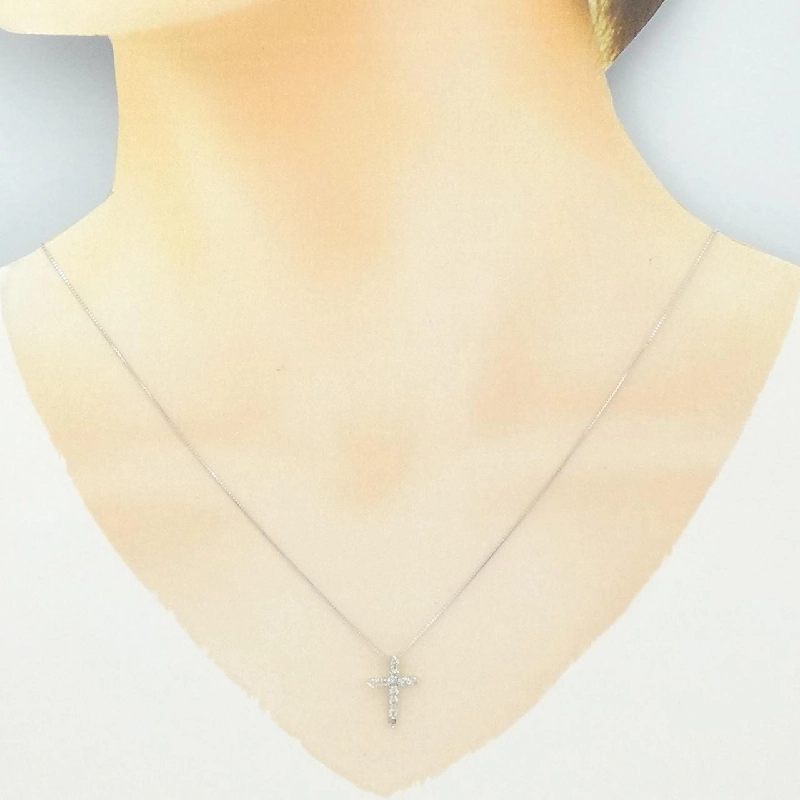 K18WG Dây chuyền kim cương hình chữ thập 0.30CT - Hàng hiệu Chính hãng 863549