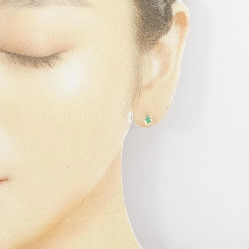 K18YG Bông tai Ngọc lục bảo 0.19CT - Hàng hiệu Chính hãng 870461