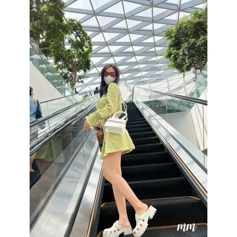 Dép lê nữ quai ngang màu trắng đục cao su dày đế bục 1024433