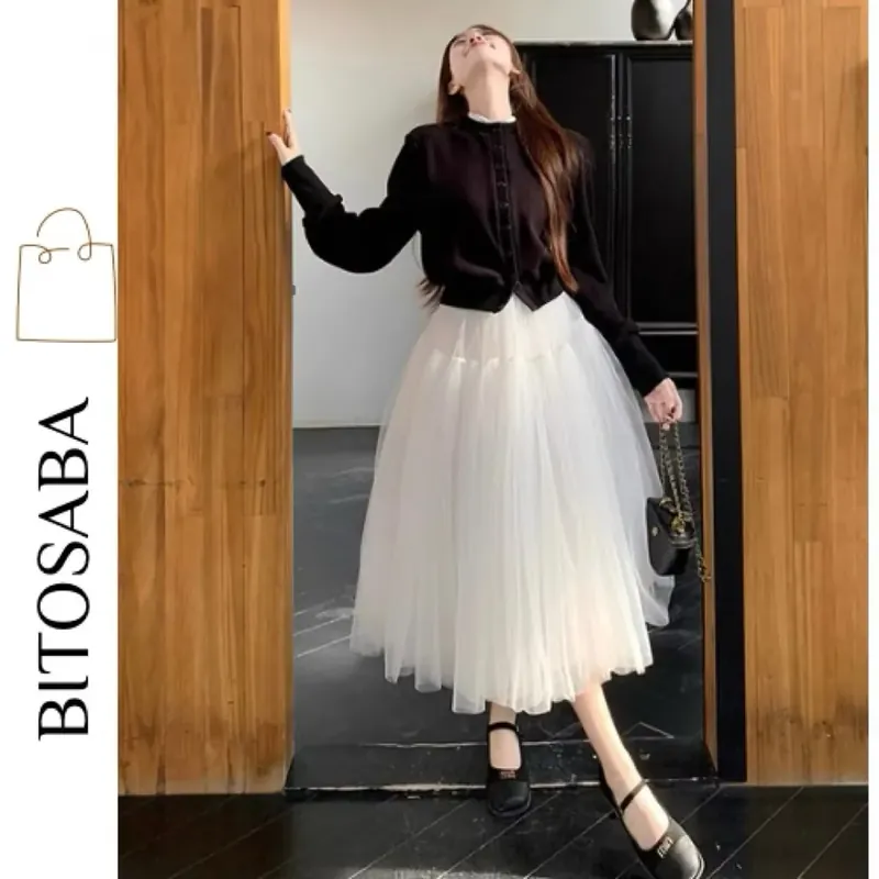 set áo len chân váy xoè bồng 720430