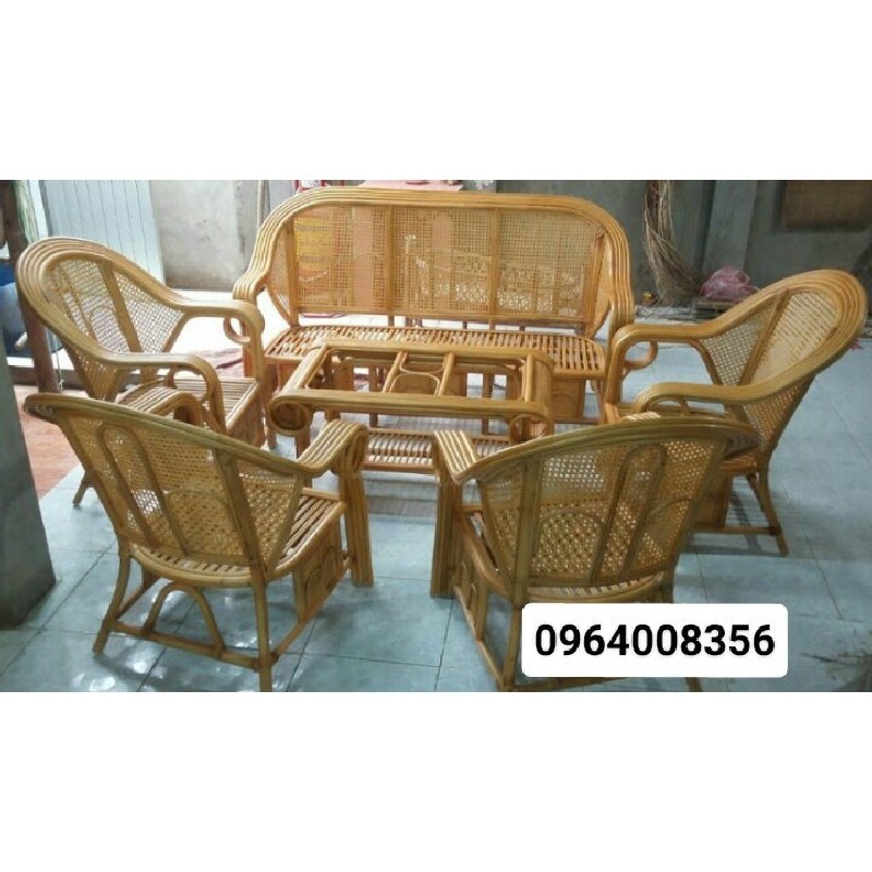 Sofa mây tre đan truyền thống cho phòng khách gia đình 60490