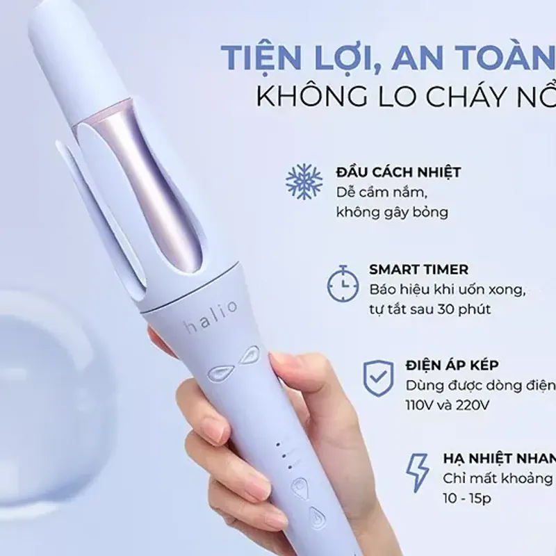 Máy uốn tóc tự xoay Ion âm Halio, chính hãng nguyên seal 970576