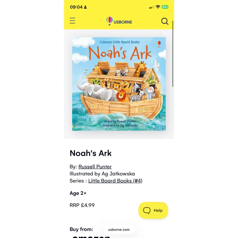 NGOẠI VĂN tiếng anh trẻ em : Usborne Little Board Books NOAH’s Ark  1027819
