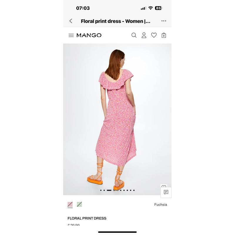 Đầm Floral Hồng Mango size XS chất liệu chun co giãn hàng chính hãng còn nguyên mác 461953