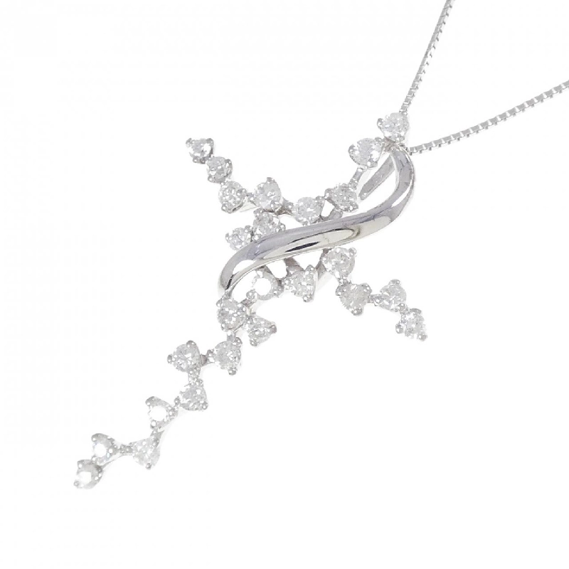 K18WG Dây chuyền kim cương hình chữ thập 1.43CT - Hàng hiệu Chính hãng 860529