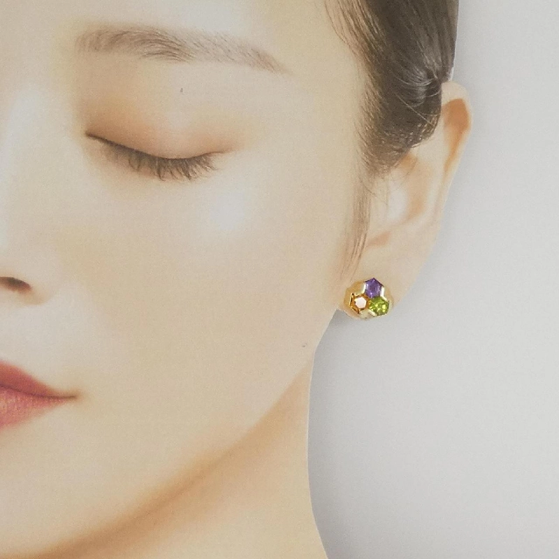 K18YG Đá màu Bông tai - Hàng hiệu Chính hãng 867363