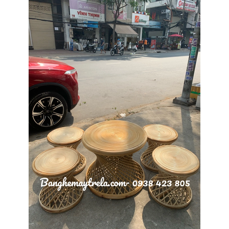 Bàn ghế đôn mây uống trà 500112