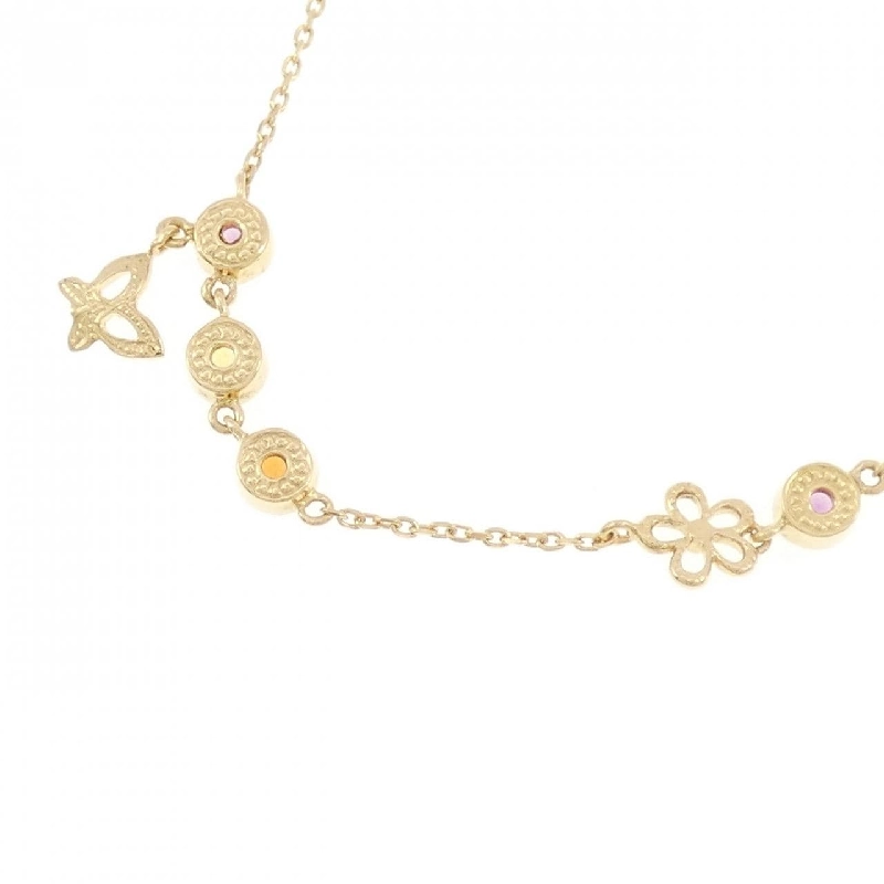 K18YG Hoa × Bướm Đá Màu Dây Chuyền - Hàng hiệu Chính hãng 863418