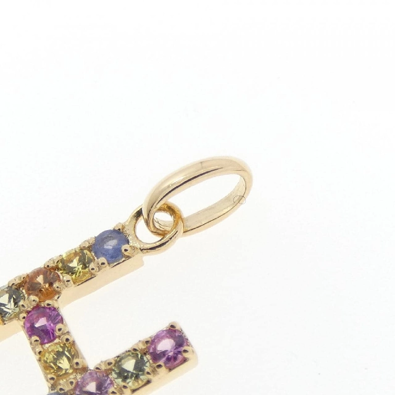 K18YG Chữ cái H Mặt dây chuyền Sapphire 0.24CT - Hàng hiệu Chính hãng 861798