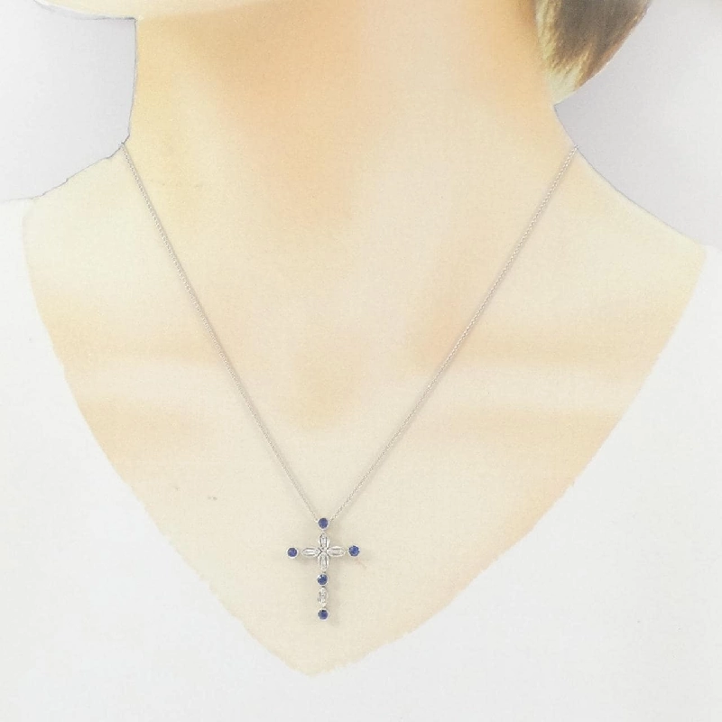 K18WG/750WG Dây chuyền Sapphire 0.35CT - Hàng hiệu Chính hãng 856774