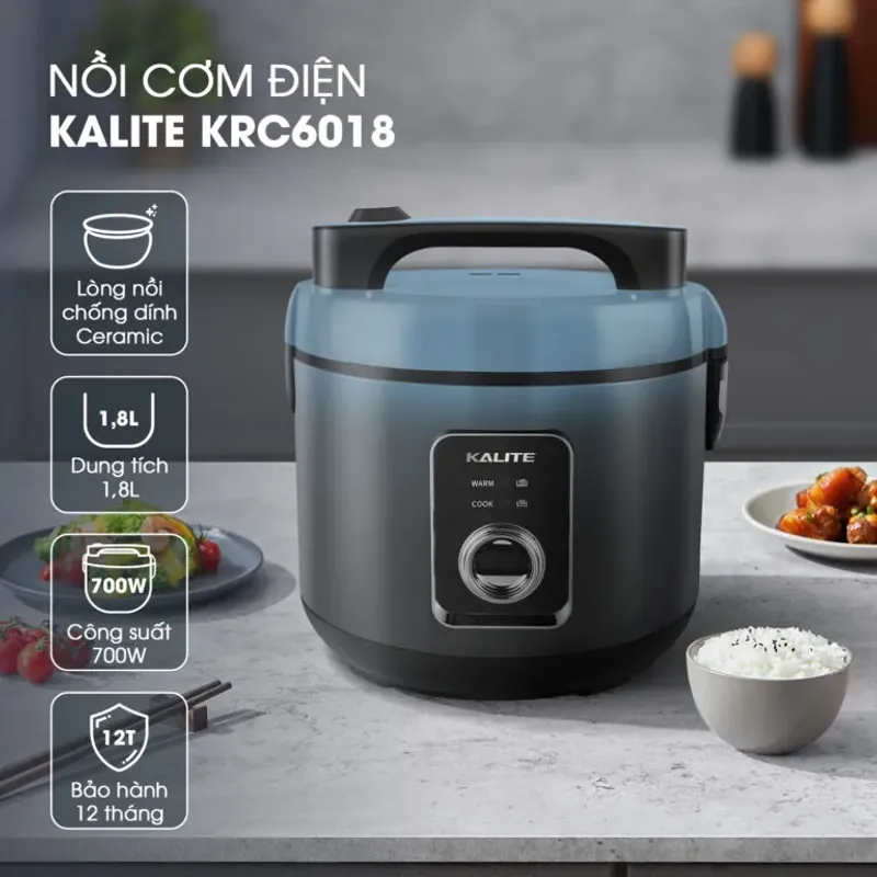 Nồi cơm điện đa năng KALITE KRC6018 – Giữ ấm lâu, nấu nhanh tiện lợi 584102