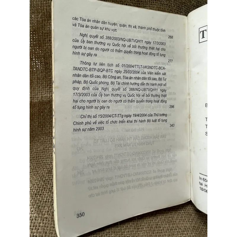 BỘ LUẬT TỐ TỤNG HÌNH SỰ NĂM 2003 VÀ VĂN BẢN HƯỚNG DÂN THI HÀNH 993633