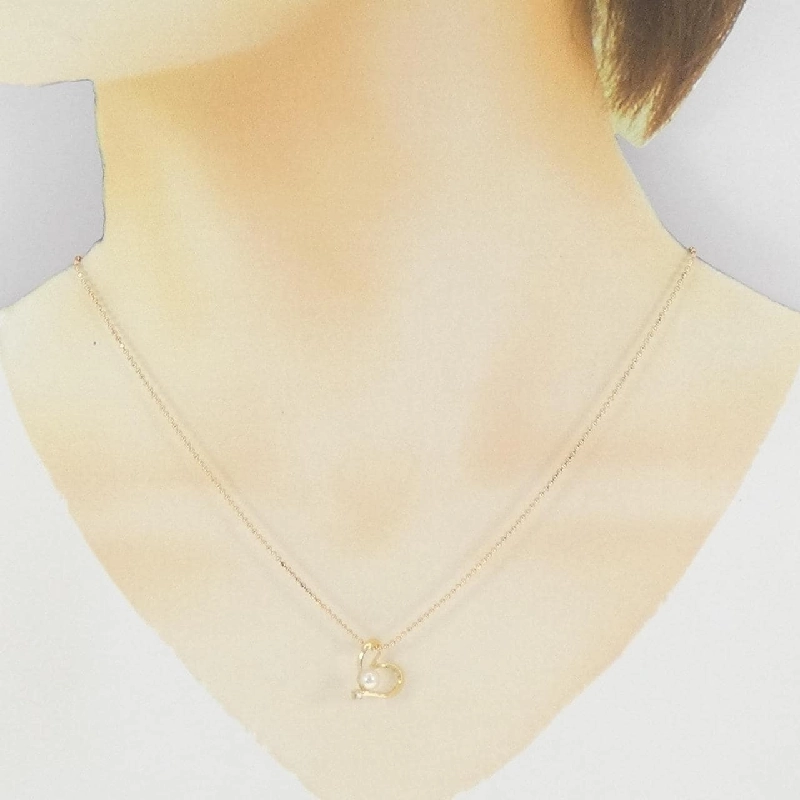 K18YG Dây chuyền ngọc trai Akoya hình trái tim 4.3mm - Hàng hiệu Authentic 856796