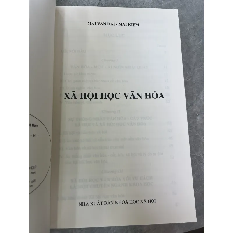 XÃ HỘI HỌC VĂN HOÁ - MAI VĂN HAI, MAI KIỆM 789105