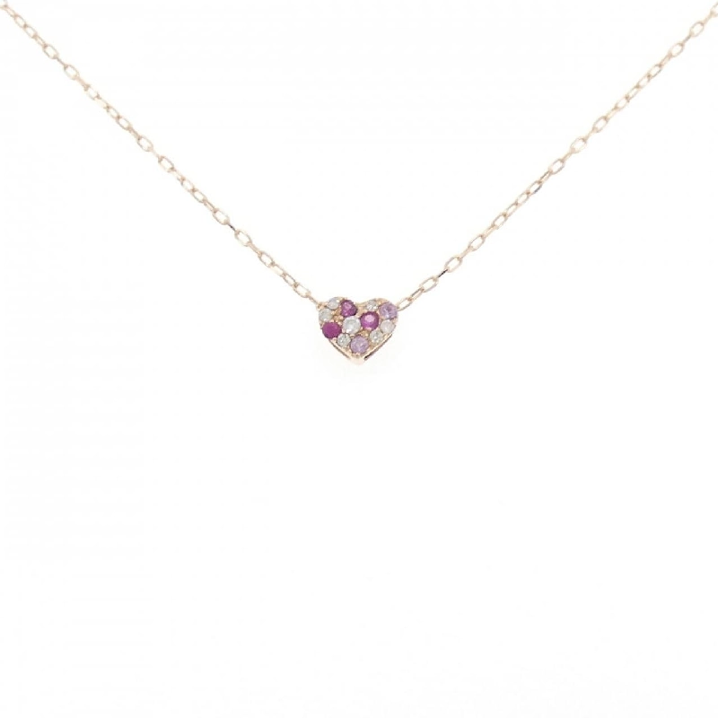 K18PG Dây chuyền hình trái tim Sapphire 0.09CT - Hàng hiệu Chính hãng 860221