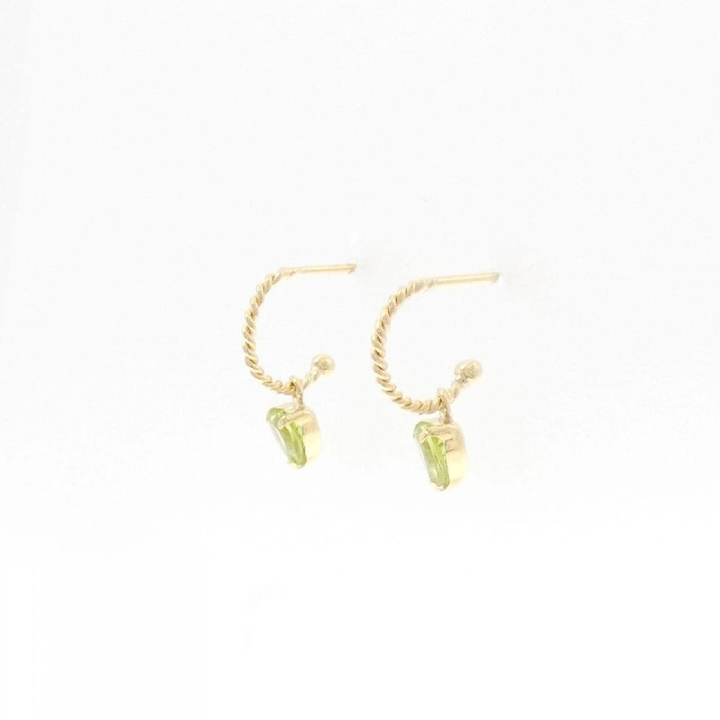 K18YG Bông tai hình trái tim Peridot - Hàng hiệu Chính hãng 869201