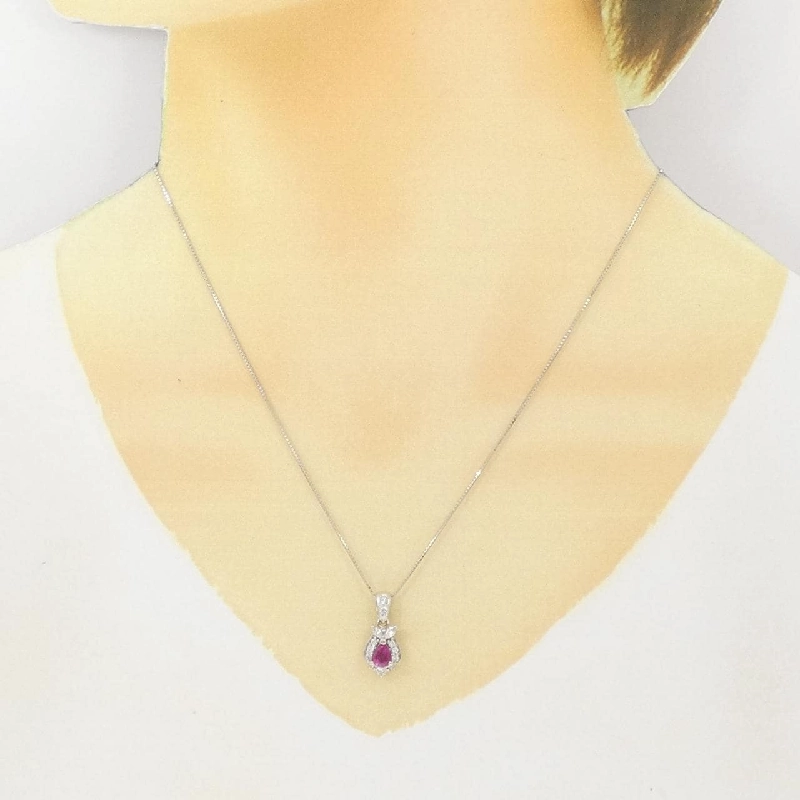 Dây chuyền ruby PT900/PT850 0.58CT - Hàng hiệu Authentic 858669