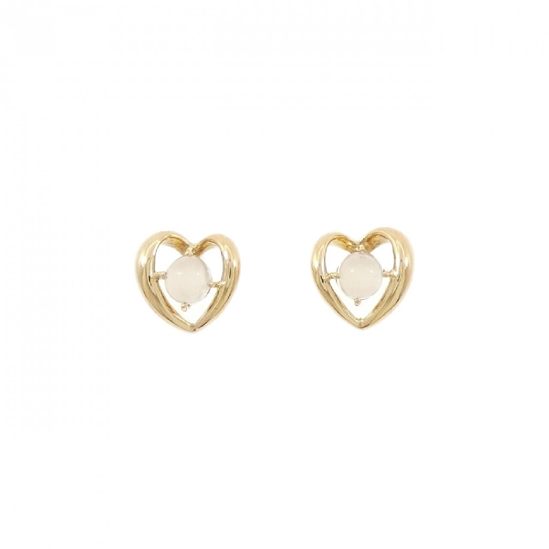 K18YG Bông tai đá mặt trăng hình trái tim - Hàng hiệu Chính hãng 875794