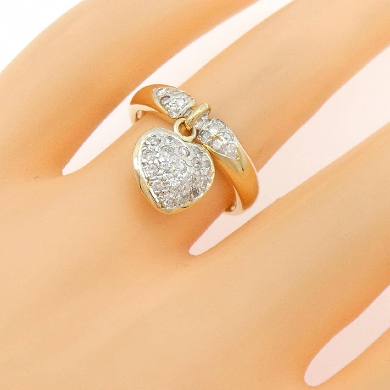 Nhẫn kim cương pavé hình trái tim K18YG/K18WG 0.37CT - Hàng hiệu Authentic 848522