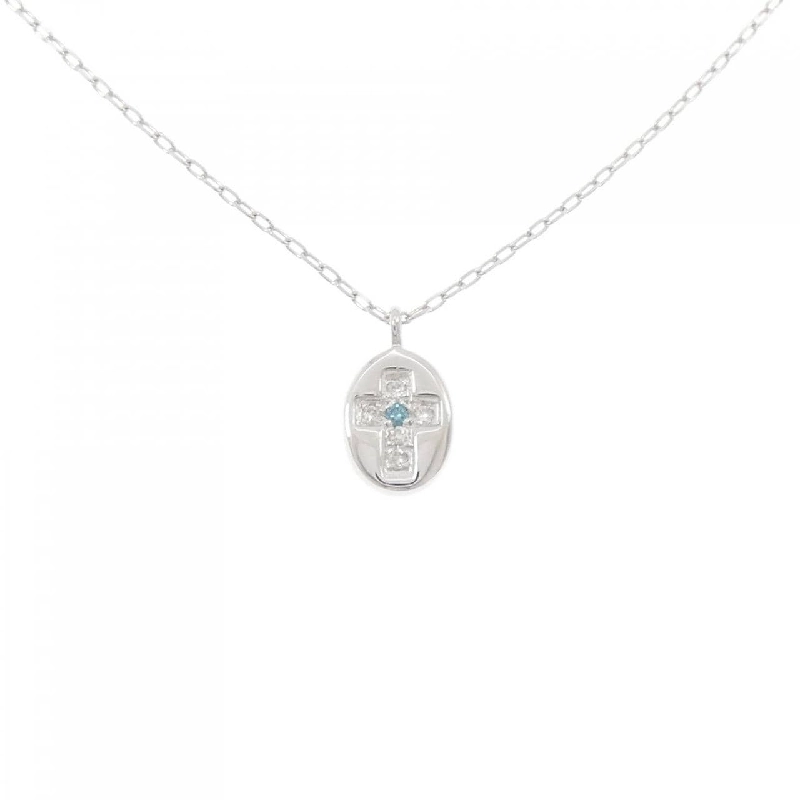 K18WG Dây chuyền kim cương chéo 0.05CT - Hàng hiệu Authentic 860095