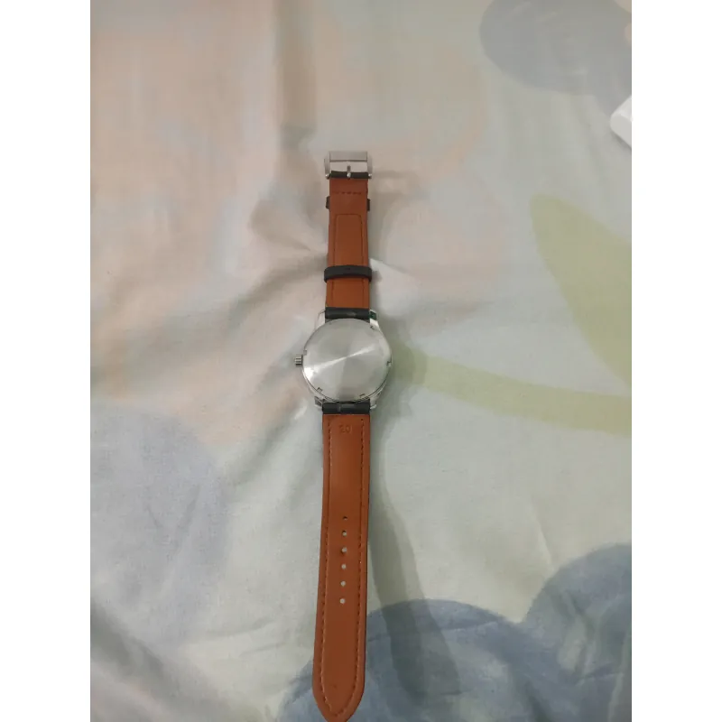 Đồng hồ nam dây da nâu mặt trơn kim loại sáng bóng 699291