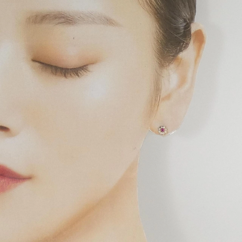 K18YG Bông tai Ruby - Hàng hiệu Chính hãng 870022