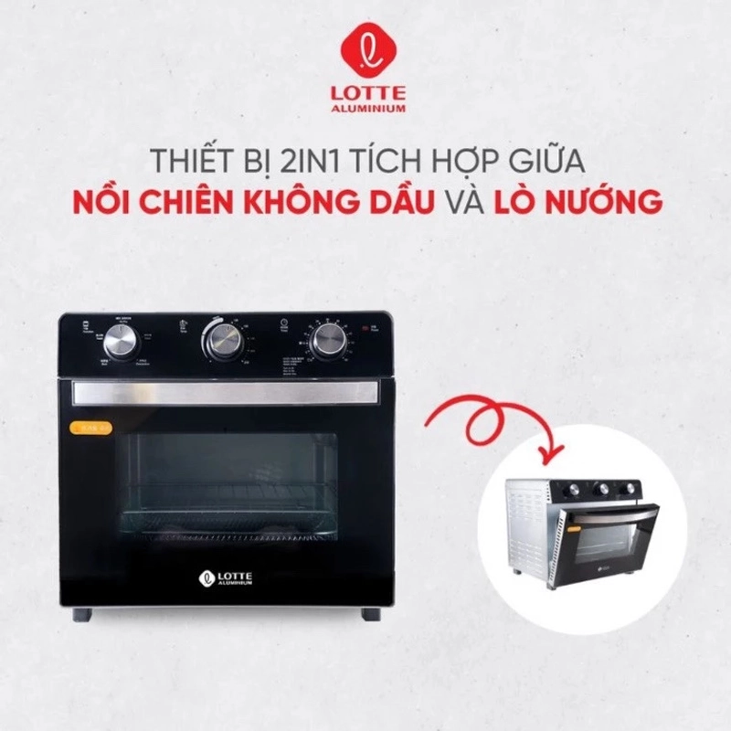 (MUA 1 TẶNG 1) Lò Nướng Lotte Kiêm Nồi Chiên Không Dầu Lotte Model LPT-OAF23-B 472345