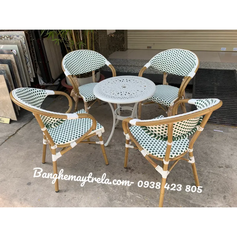 Ghế cafe nhựa giả mây khung nhôm 589056