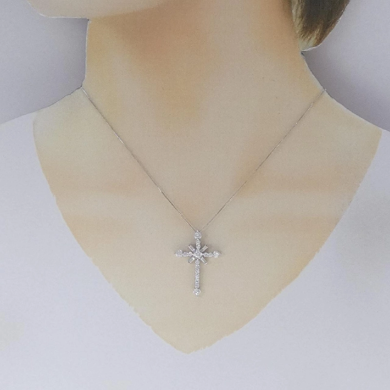 14KWG/K18WG Dây chuyền hình chữ thập Cubic - Hàng hiệu Chính hãng 858604