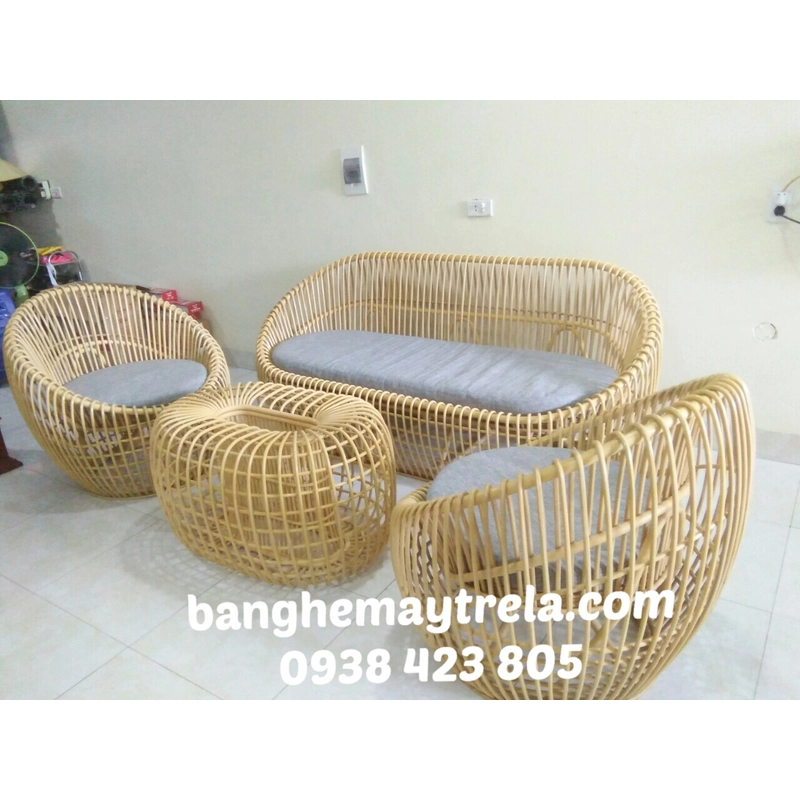 Bàn ghế sofa trứng mây tự nhiên 459646